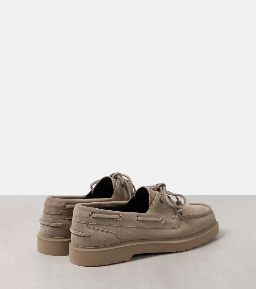 Brunello Cucinelli Monili suede boat shoes