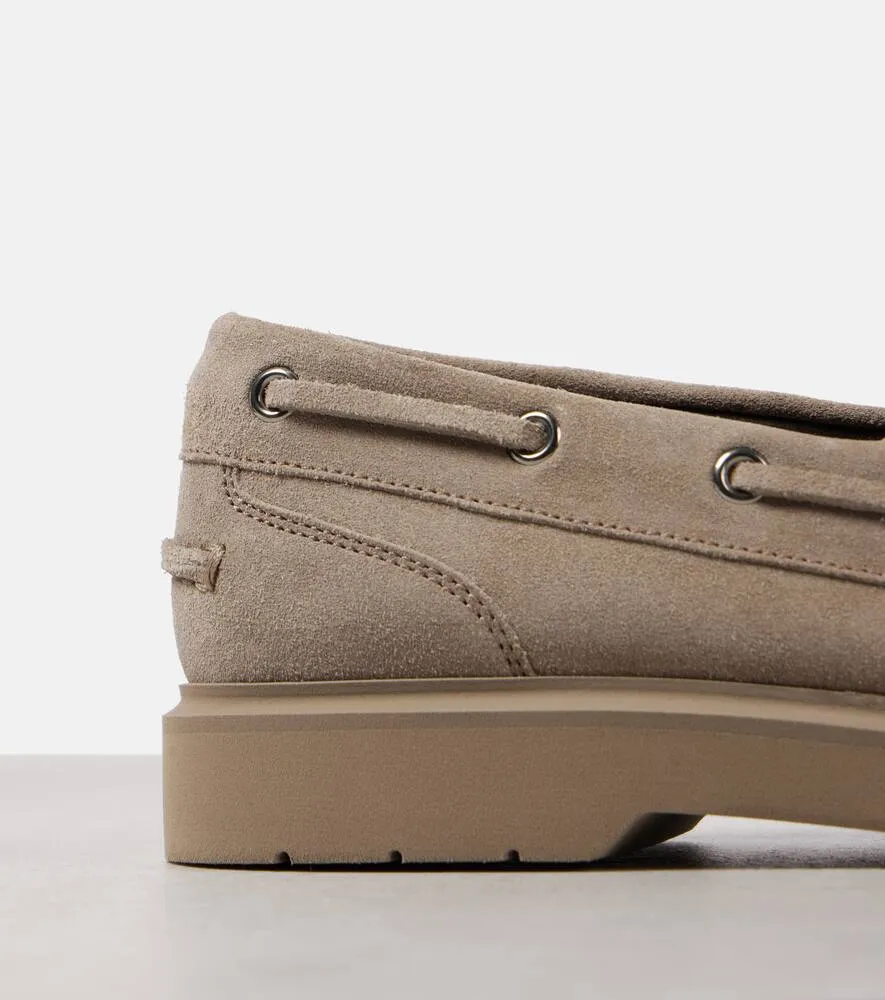 Brunello Cucinelli Monili suede boat shoes