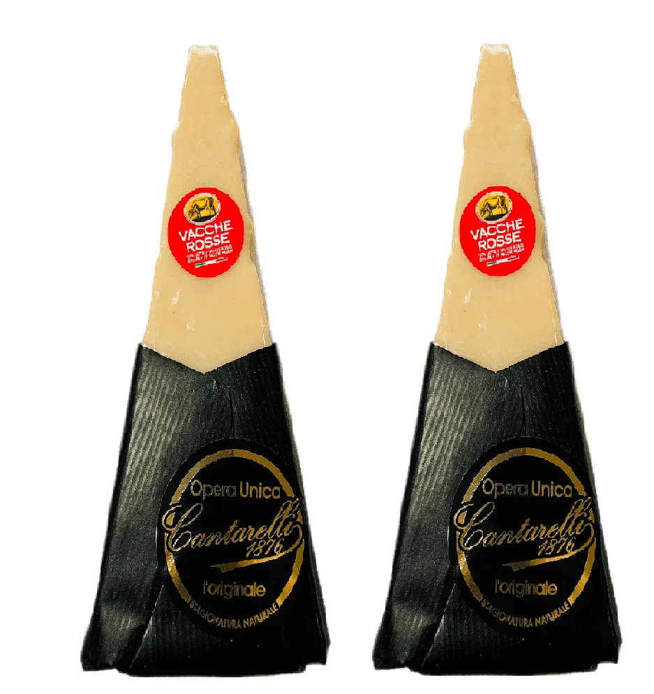 Cantarelli Red Cow Vacche Rosse 24 Month Aged Reggiano Wedges, 8.8oz [Pack of 2]