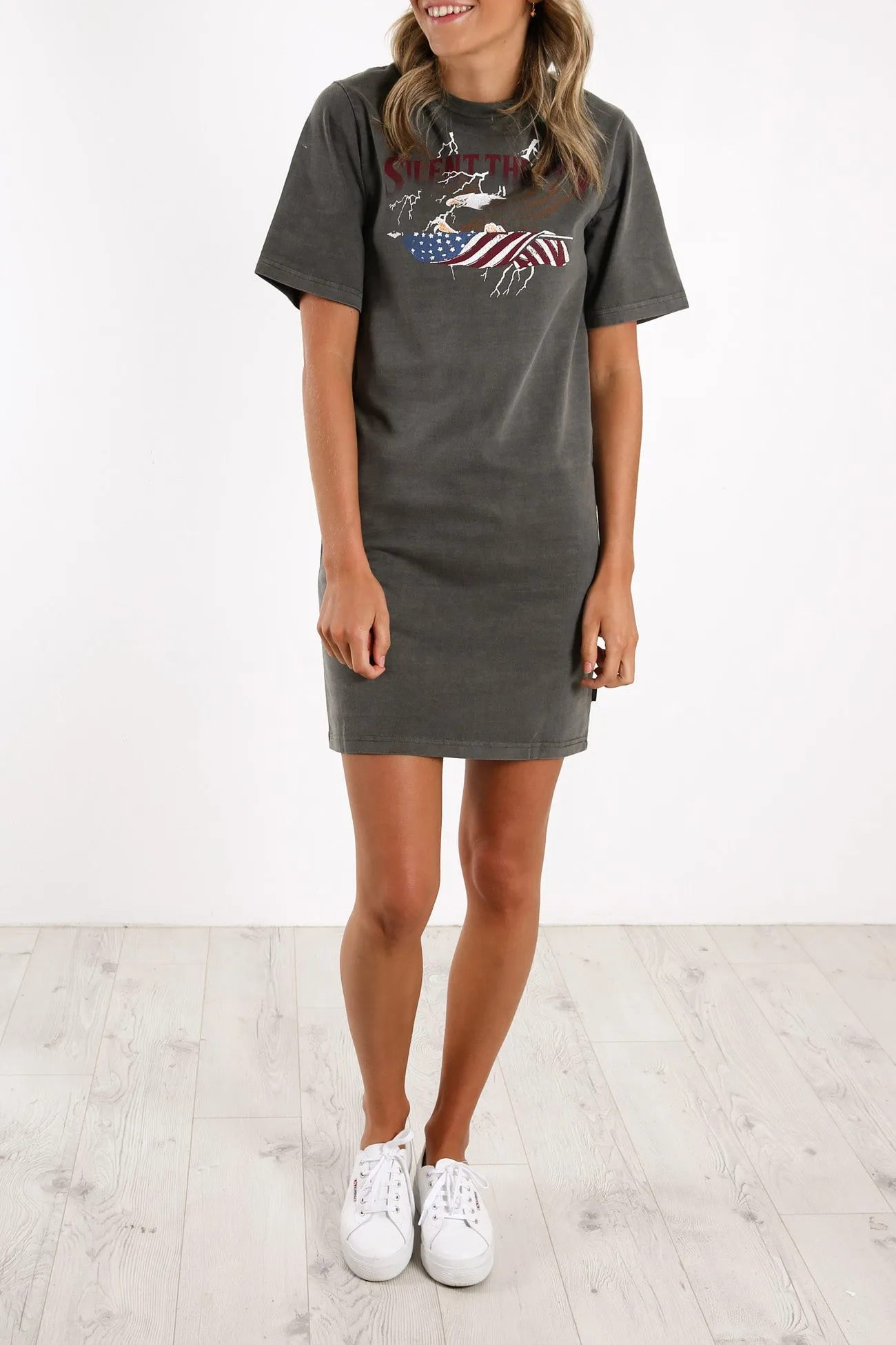 Deliberate Tee Dress Charcoal