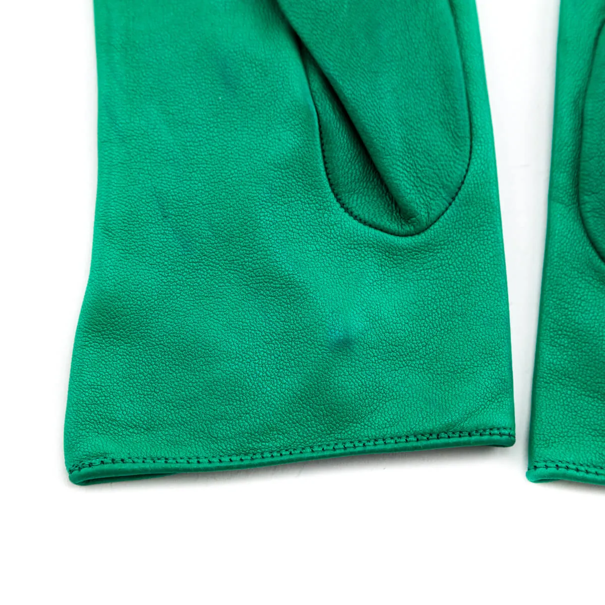 Hermes Green Goatskin Vintage Gloves Size S