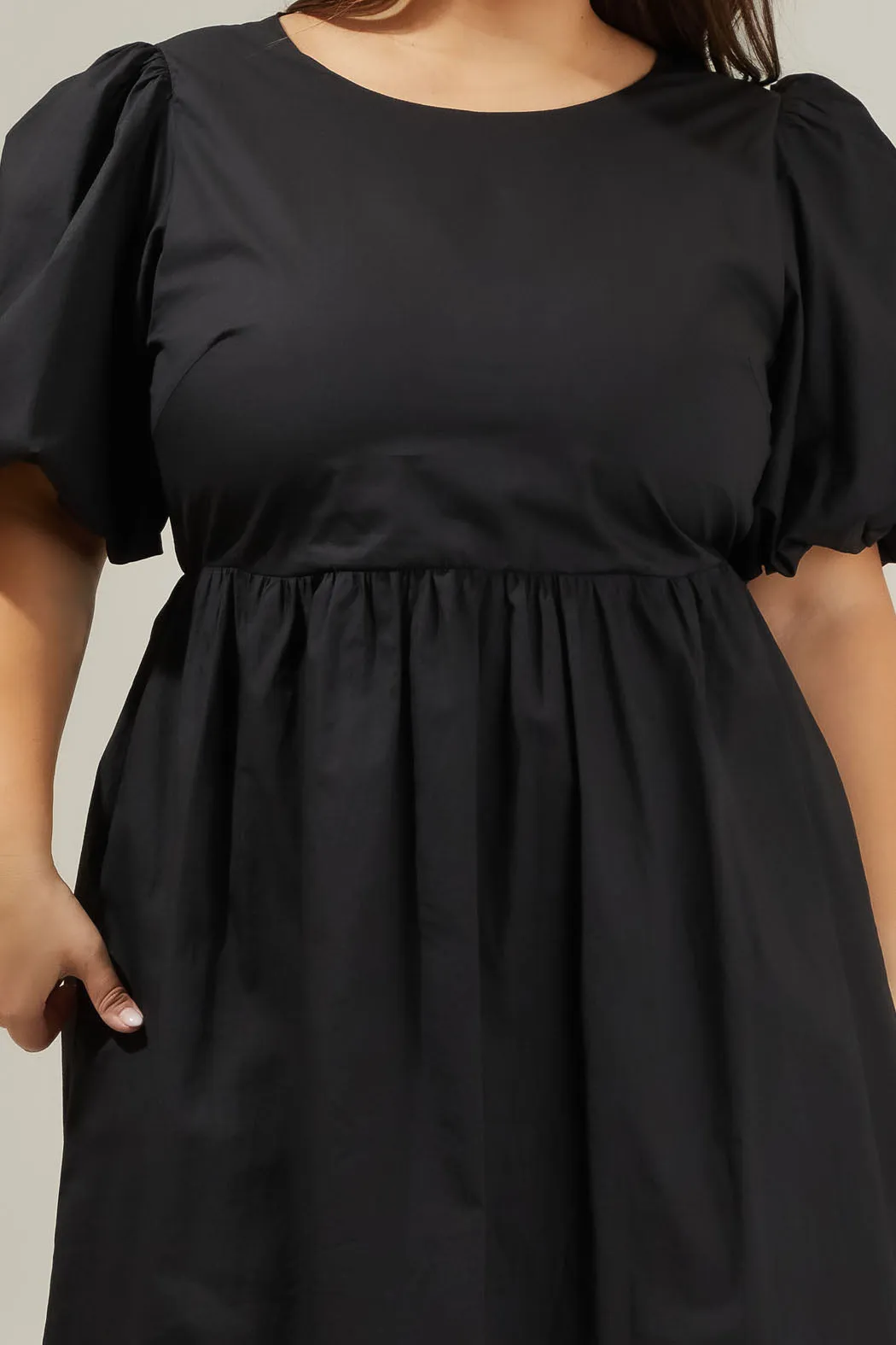 Rye Poplin Puff Sleeve Midi Dress Curve