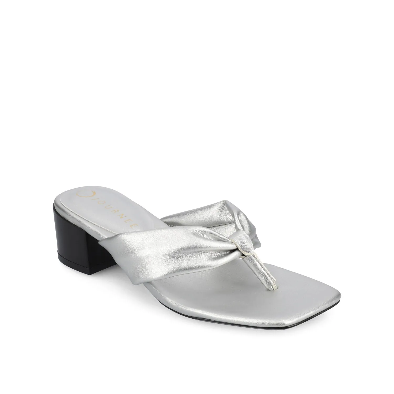 SEELAH BLOCK HEELED SANDALS IN FAUX LEATHER