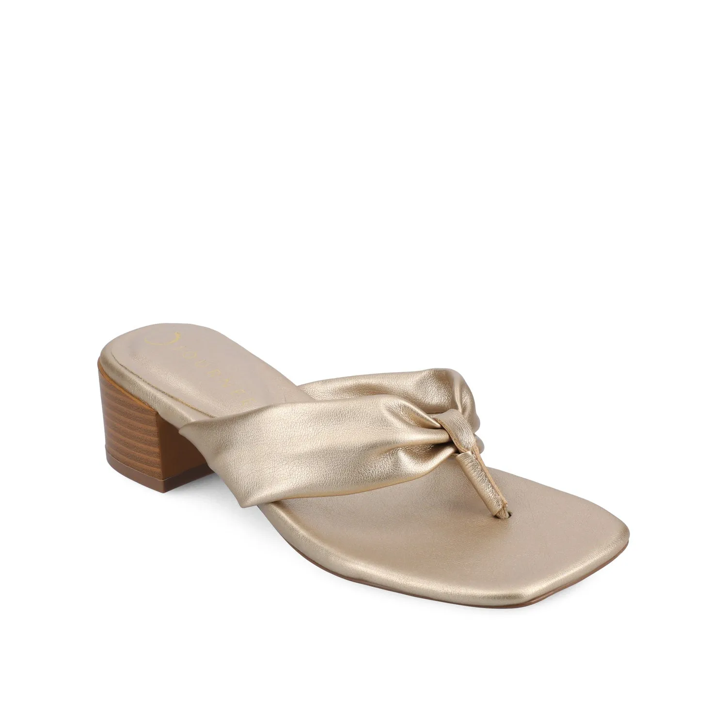 SEELAH BLOCK HEELED SANDALS IN FAUX LEATHER