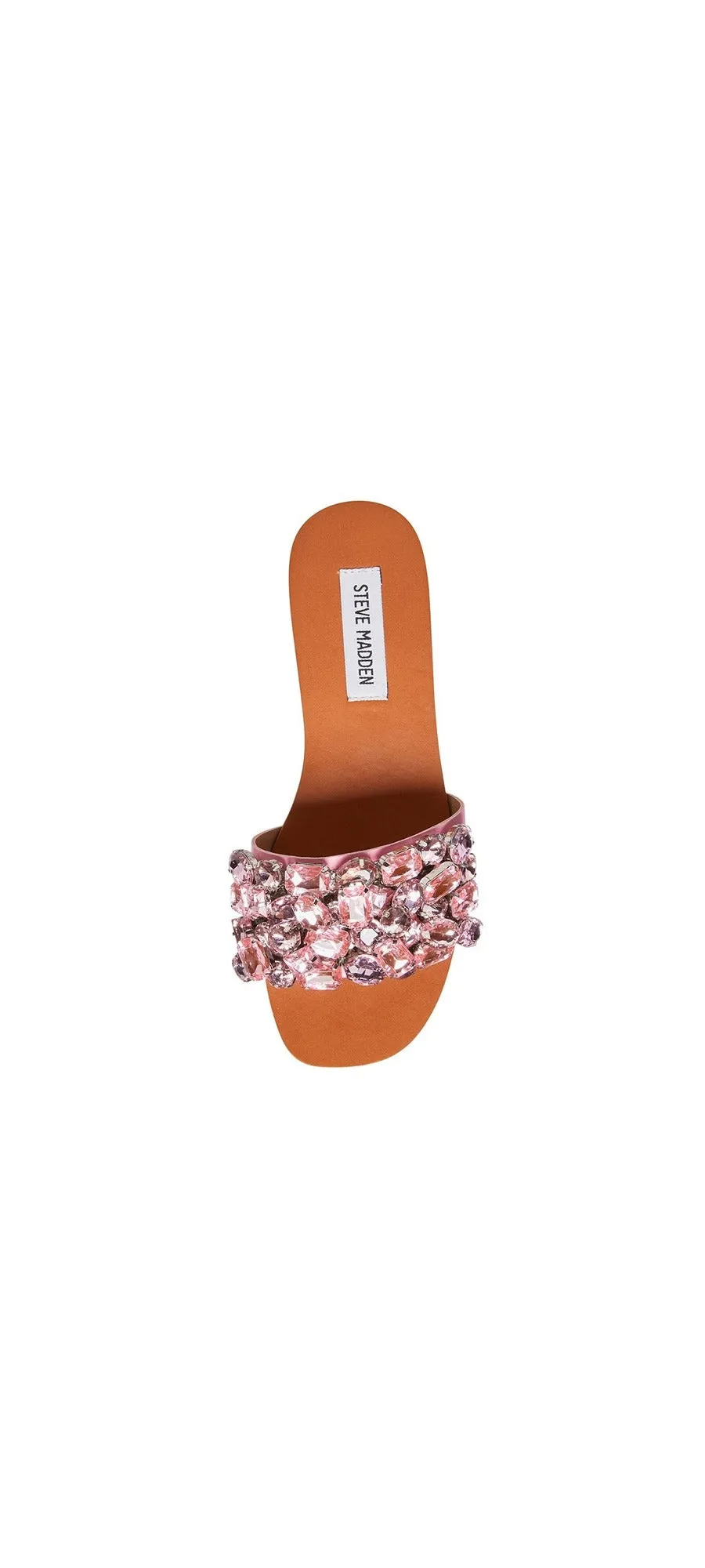 Steve Madden Brionna Slides Oversize Rhinestone Adorns Slip On Flat Sandals Pink